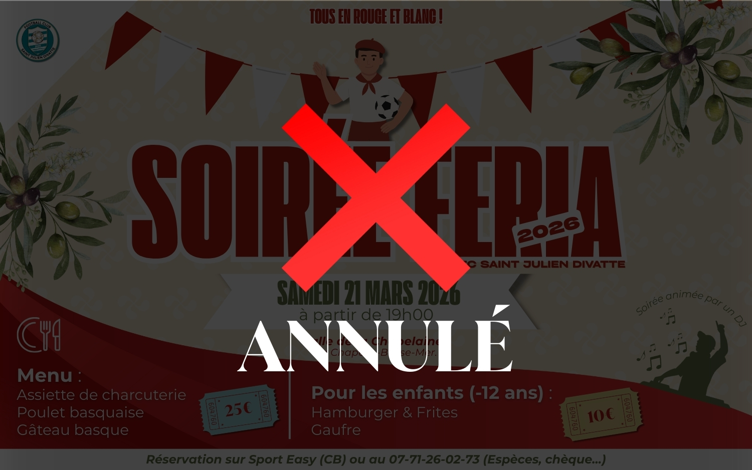 Annulation Soirée du Club